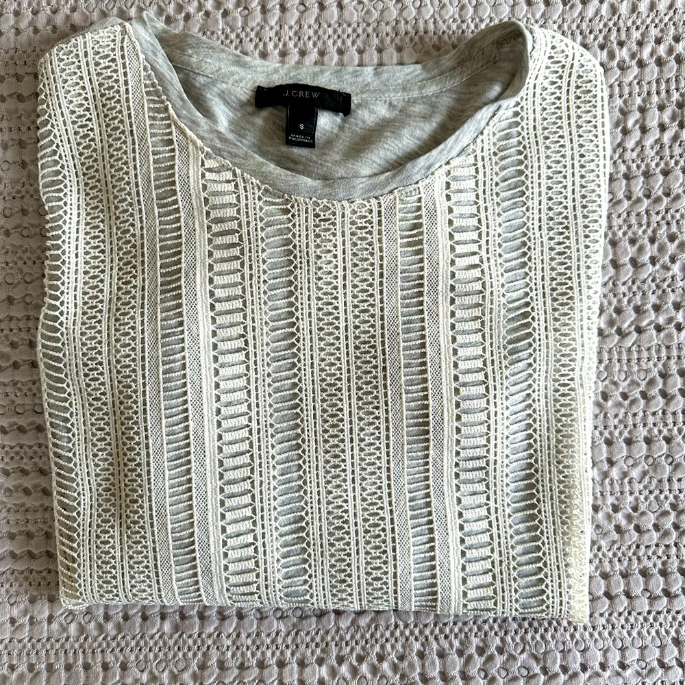 J.Crew Long Sleeve Gray Shirt with detailed front.